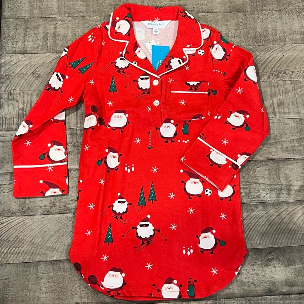 The Company Store Santa Flannel Nightshirt Gown Sleepshirt